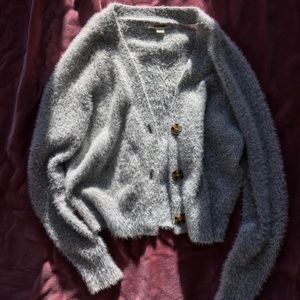Garage fuzzy button-up sweater